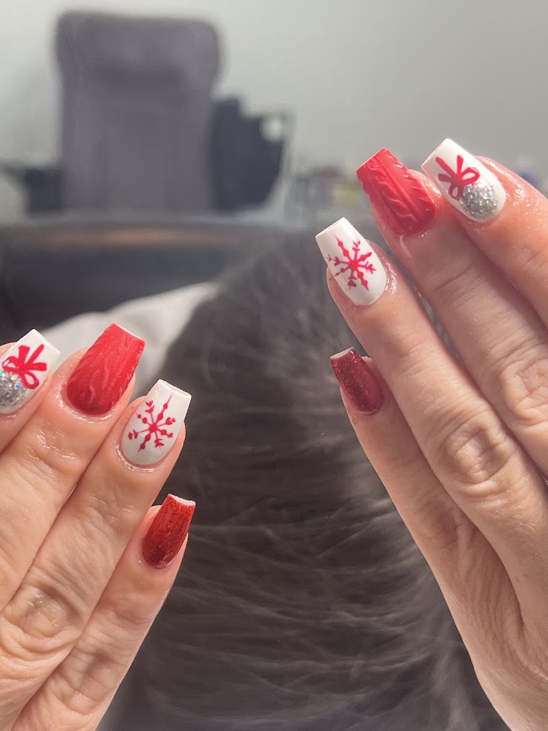 Upscale nail salon atmosphere with exposed ceiling